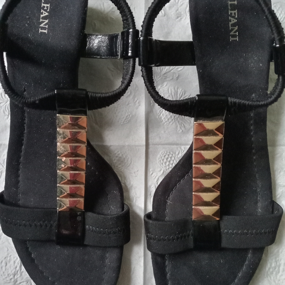 Alfani black and gold wedge dress sandal